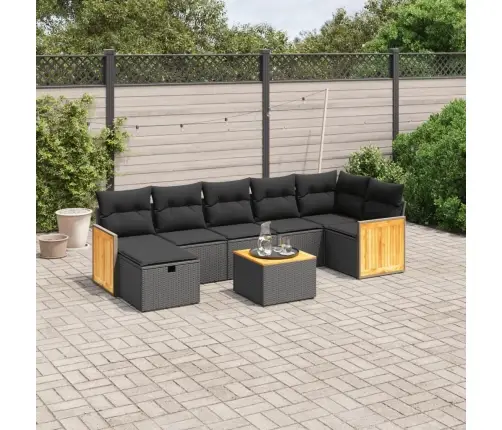 8-Daļīgs Dārza Dīvāna Komplekts, Matrači, Melna Pe Rotangpalma Vidaxl