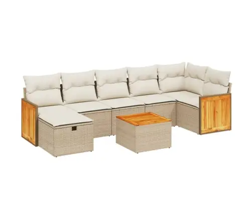 Sofos Komplektas Su Pagalvėlėmis, 8 Dalių, Smėlio, Poliratanas