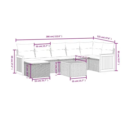 Sofos Komplektas Su Pagalvėlėmis, 8 Dalių, Smėlio, Poliratanas