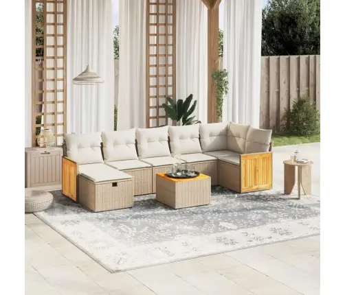 Sofos Komplektas Su Pagalvėlėmis, 8 Dalių, Smėlio, Poliratanas