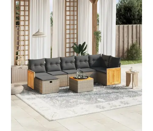 8-Daļīgs Dārza Dīvāna Komplekts Ar Matračiem, Pelēks Pe Pinums Vidaxl