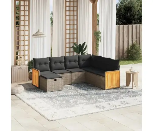 Sofos Komplektas Su Pagalvėlėmis, 7 Dalių, Pilkas, Poliratanas