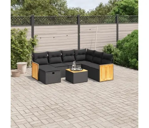 8-Daļīgs Dārza Dīvāna Komplekts, Matrači, Melna Pe Rotangpalma Vidaxl