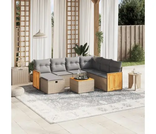 8-Daļīgs Dārza Dīvāna Komplekts, Matrači, Bēša Pe Rotangpalma Vidaxl