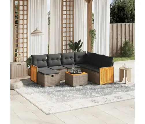 8-Daļīgs Dārza Dīvāna Komplekts Ar Matračiem, Pelēks Pe Pinums Vidaxl