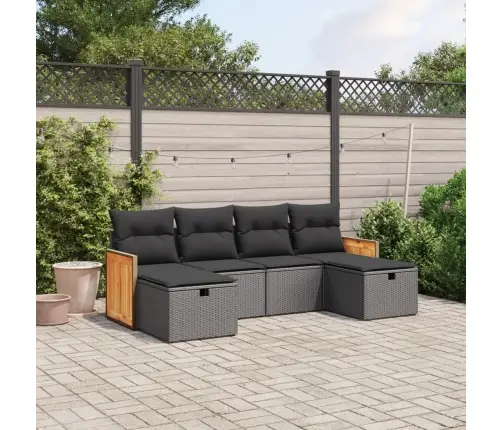 6-Daļīgs Dārza Dīvāna Komplekts, Matrači, Melna Pe Rotanpalma Vidaxl