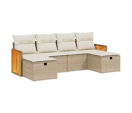 6-Daļīgs Dārza Dīvāna Komplekts, Matrači, Bēša Pe Rotangpalma Vidaxl