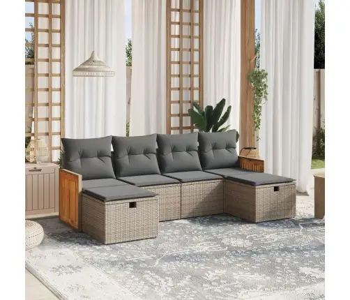 Sofos Komplektas Su Pagalvėlėmis, 6 Dalių, Pilkas, Poliratanas