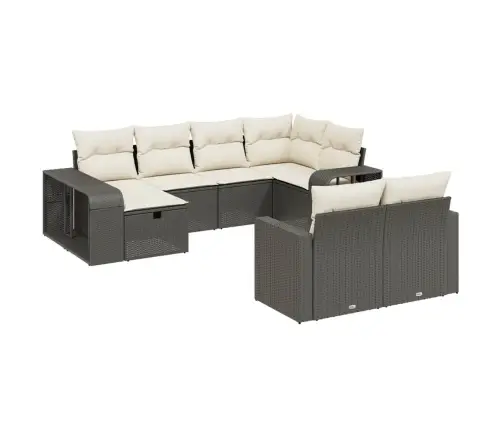 10-Daļīgs Dārza Dīvāna Komplekts, Matrači, Melna Pe Rotangpalma Vidaxl