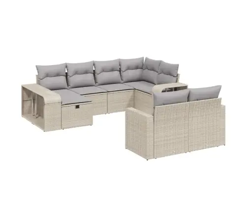 Sofos Komplektas Su Pagalvėlėmis, 10 Dalių, Smėlio, Poliratanas