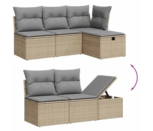 Sofos Komplektas Su Pagalvėlėmis, 10 Dalių, Smėlio, Poliratanas