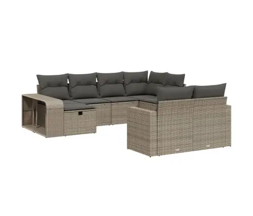 10-Daļīgs Dārza Dīvāna Komplekts Ar Matračiem, Pelēka Pe Pinums Vidaxl