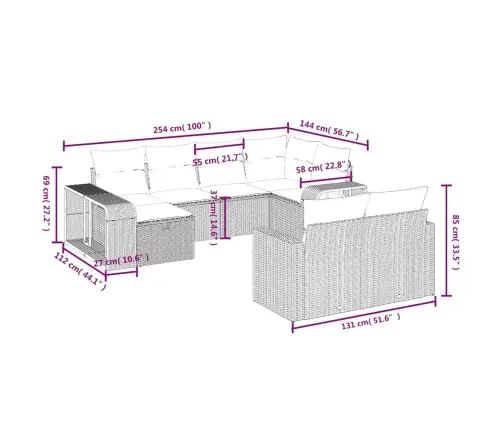 10-Osaline Aiadiivani Komplekt Patjadega, Pruun, Polürotang