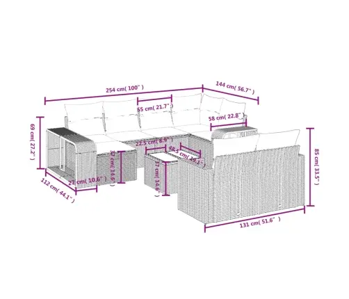 11-Daļīgs Dārza Dīvāna Komplekts, Matrači, Melna Pe Rotangpalma Vidaxl