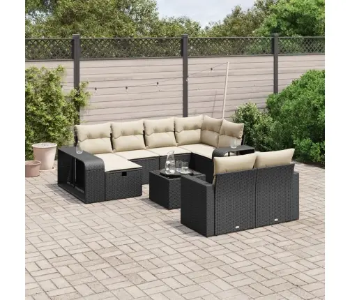 Sodo Komplektas Su Pagalvėlėmis, 11 Dalių, Juodas, Poliratanas