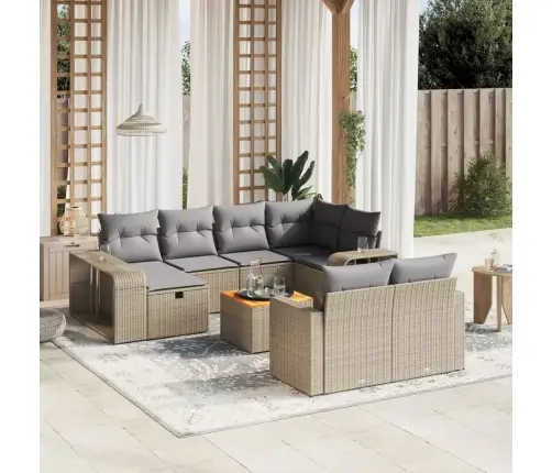 11-Daļīgs Dārza Dīvāna Komplekts, Matrači, Bēša Pe Rotangpalma Vidaxl