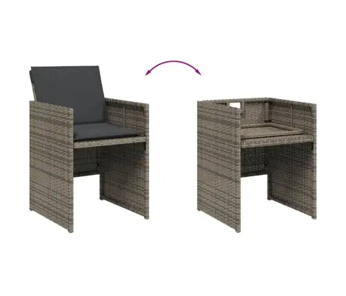 Sodo Kėdės Su Pagalvėlėmis, 4Vnt., Pilkos Spalvos, Poliratanas Sodo Kėdės Su Pagalvėlėmis, 4Vnt., Pilkos Spalvos, Poliratanas