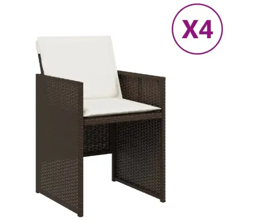 Dārza Krēsli, 4 Gab., Ar Matračiem, Pe Rotangpalma, Brūni Vidaxl