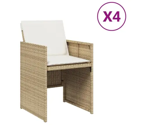 Dārza Krēsli Ar Matračiem, 4 Gab., Bēša Pe Rotangpalma Vidaxl