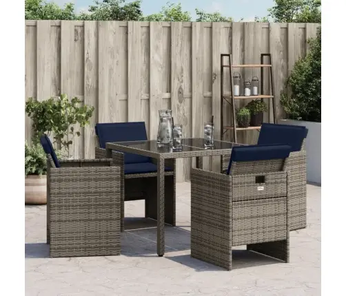 Dārza Krēsli Ar Matračiem, 4 Gab., Pelēka Pe Rotangpalma Vidaxl