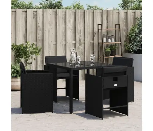 Sodo Kėdės Su Pagalvėlėmis, 4Vnt., Juodos Spalvos, Poliratanas