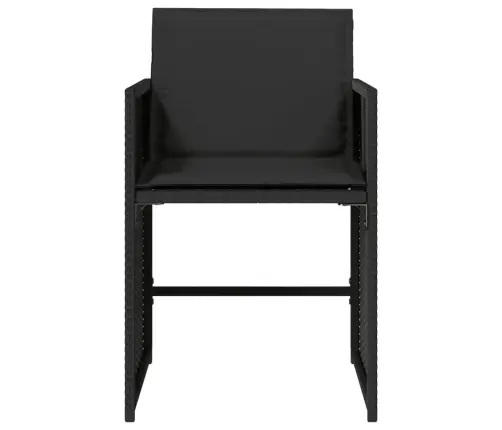 Sodo Kėdės Su Pagalvėlėmis, 4Vnt., Juodos Spalvos, Poliratanas