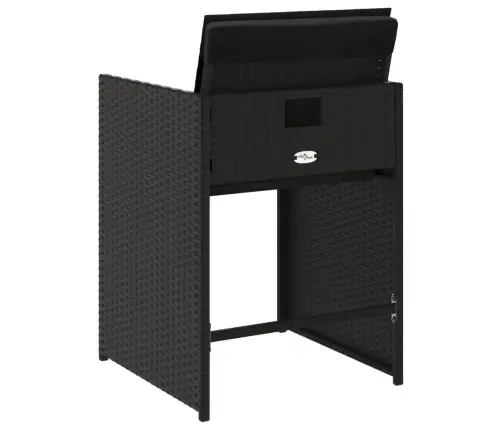 Sodo Kėdės Su Pagalvėlėmis, 4Vnt., Juodos Spalvos, Poliratanas