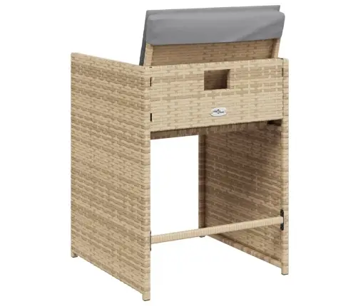 Dārza Krēsli Ar Matračiem, 4 Gab., Bēša Polietilēna Rotangpalma Vidaxl