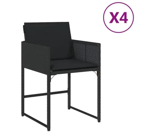 Dārza Krēsli, 4 Gab., Ar Matračiem, Pe Rotangpalma, Melni Vidaxl