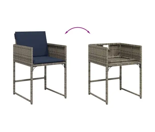 Sodo Kėdės Su Pagalvėlėmis, 4Vnt., Pilkos Spalvos, Poliratanas