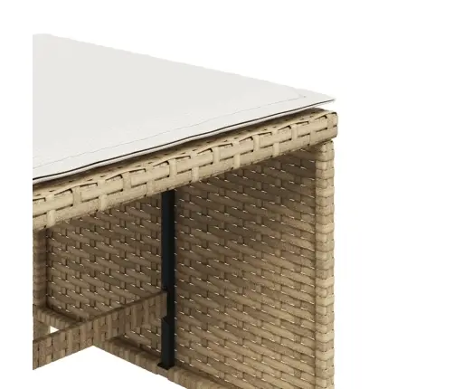 Aiatoolid Koos Istmepatjadega 4 Tk, Beež, 40X40X35 cm Rotang