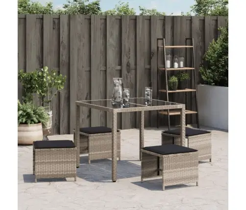 Aiatoolid Koos Istmepatjadega 4 Tk Helehall, 40X40X35 Cm Rotang