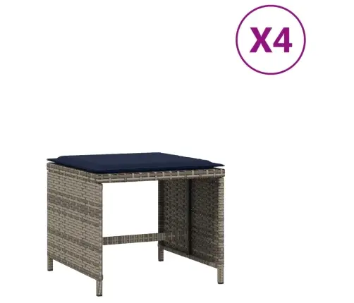 Dārza Soli Ar Matračiem, 4 Gab., Pelēki, 40X40X35 Cm, Pe Pinums Vidaxl