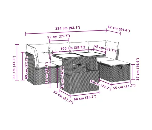 6-Osaline Aiadiivani Komplekt Patjadega, Must, Polürotang
