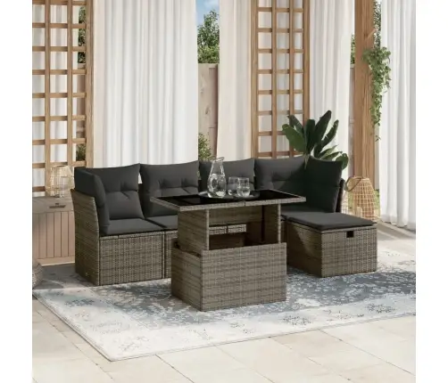 Sofos Komplektas Su Pagalvėlėmis, 6 Dalių, Pilkas, Poliratanas