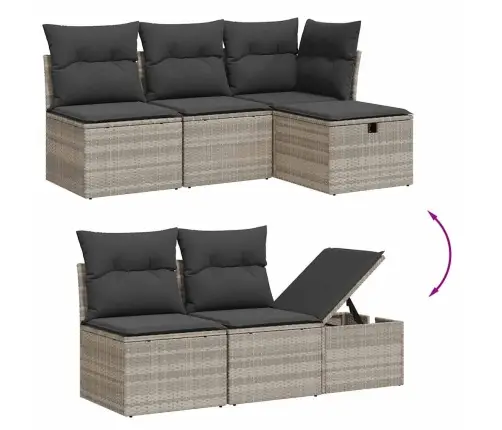 6-Osaline Aiamööblikomplekt Patjadega, Helehall, Polürotang