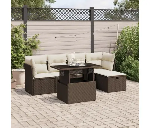 Sofos Komplektas Su Pagalvėlėmis, 6 Dalių, Rudas, Poliratanas