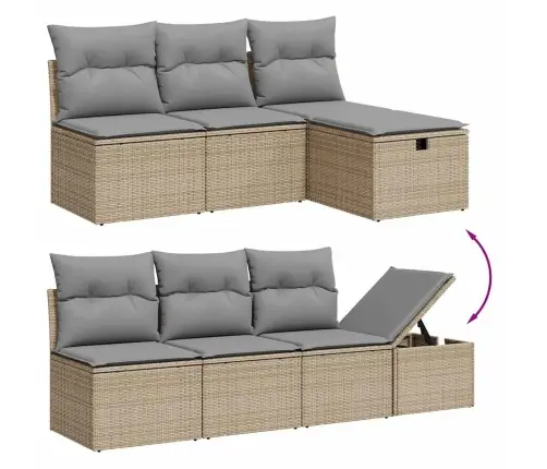 8-Daļīgs Dārza Dīvāna Komplekts, Matrači, Bēša Pe Rotangpalma Vidaxl