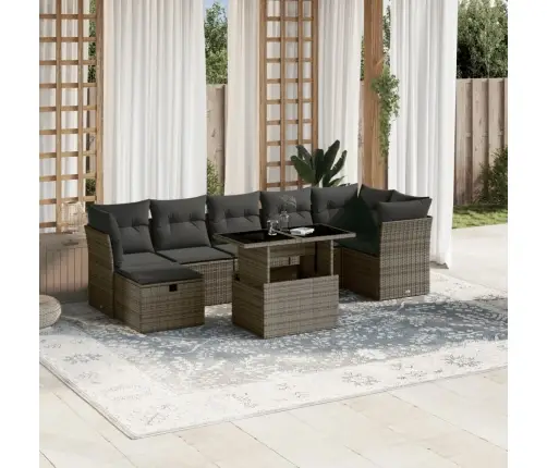 8-Daļīgs Dārza Dīvāna Komplekts Ar Matračiem, Pelēks Pe Pinums Vidaxl