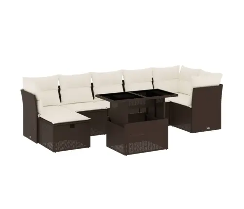 Sodo Komplektas Su Pagalvėlėmis, 8 Dalių, Rudas, Poliratanas