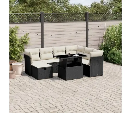 8-Daļīgs Dārza Dīvāna Komplekts, Matrači, Melna Pe Rotangpalma Vidaxl