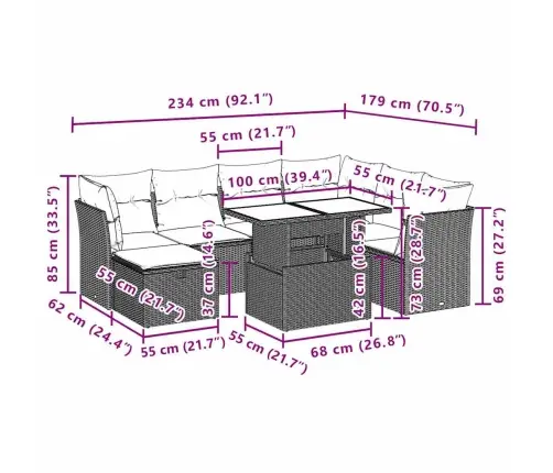 8-Daļīgs Dārza Dīvāna Komplekts, Matrači, Bēša Pe Rotangpalma Vidaxl 8-Daļīgs Dārza Dīvāna Komplekts, Matrači, Bēša Pe Rotangpalma Vidaxl