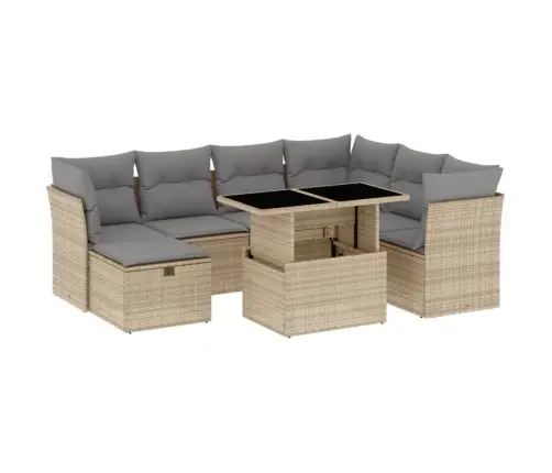 Sofos Komplektas Su Pagalvėlėmis, 8 Dalių, Smėlio, Poliratanas