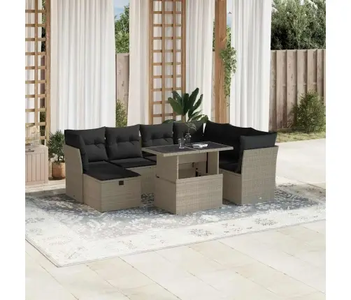 8-Daļīgs Dārza Dīvāna Komplekts,Matrači, Gaiši Pelēka Pe Pinums Vidaxl