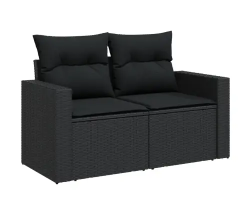 Sofos Komplektas Su Pagalvėlėmis, 6 Dalių, Juodas, Poliratanas