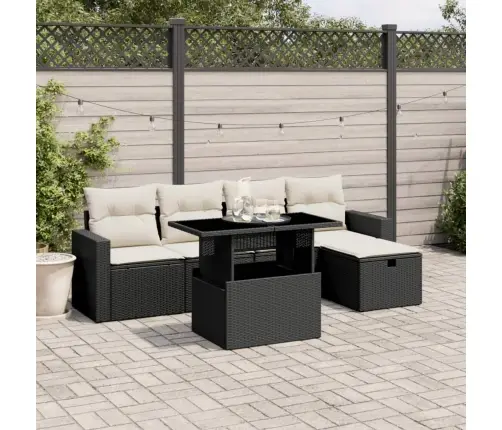 6-Daļīgs Dārza Dīvāna Komplekts, Matrači, Melna Pe Rotanpalma Vidaxl