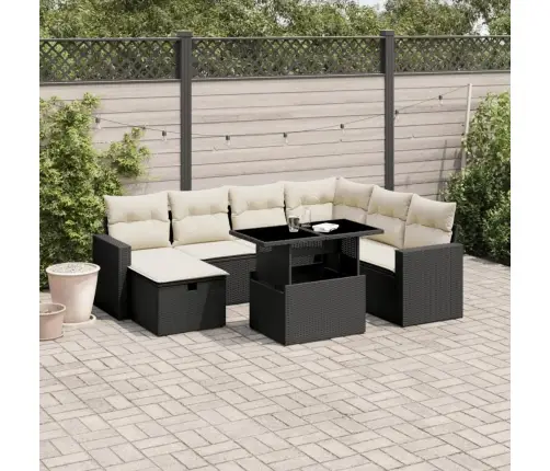 8-Daļīgs Dārza Dīvāna Komplekts, Matrači, Melna Pe Rotangpalma Vidaxl