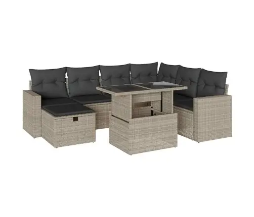 8-Daļīgs Dārza Dīvāna Komplekts,Matrači, Gaiši Pelēka Pe Pinums Vidaxl