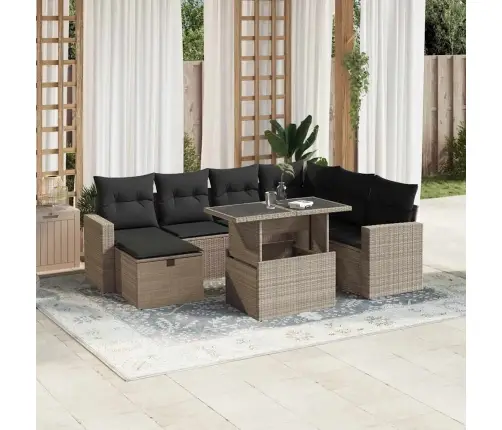 8-Daļīgs Dārza Dīvāna Komplekts,Matrači, Gaiši Pelēka Pe Pinums Vidaxl