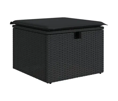 9-Daļīgs Dārza Dīvāna Komplekts, Matrači, Melna Pe Rotangpalma Vidaxl